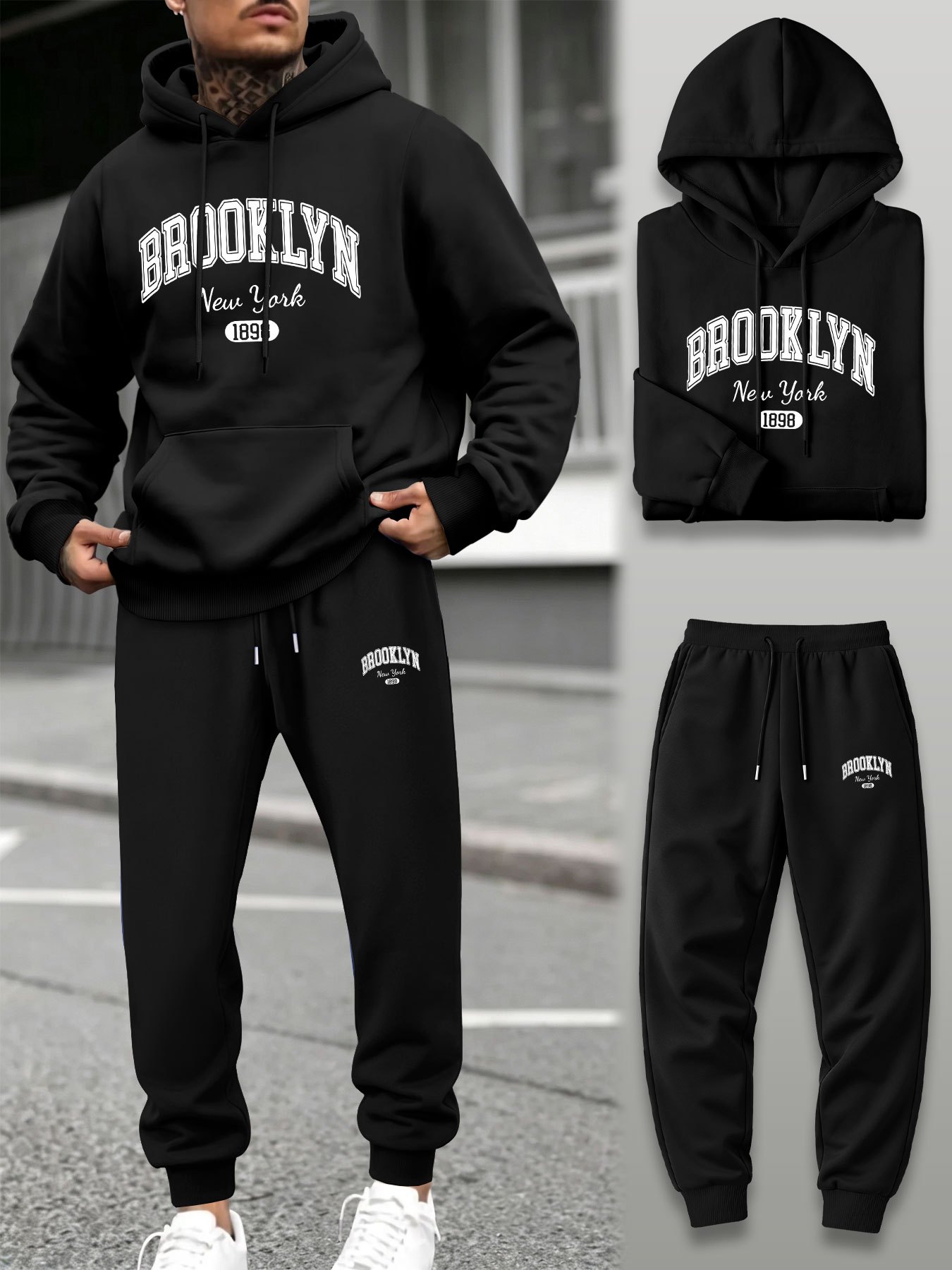 Men 2 Piece Tracksuit Hoodie J - Joggers Pants 评论和价格