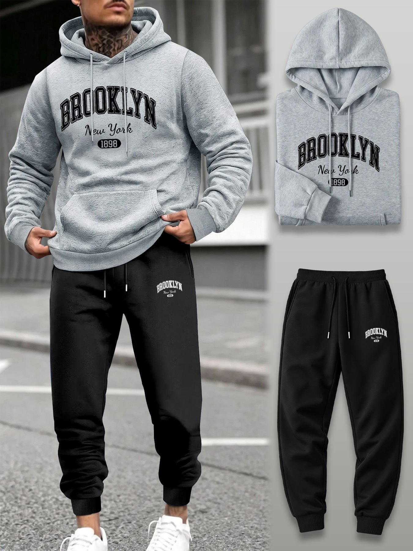 Men 2 Piece Tracksuit Hoodie J - Joggers Pants 评论和价格