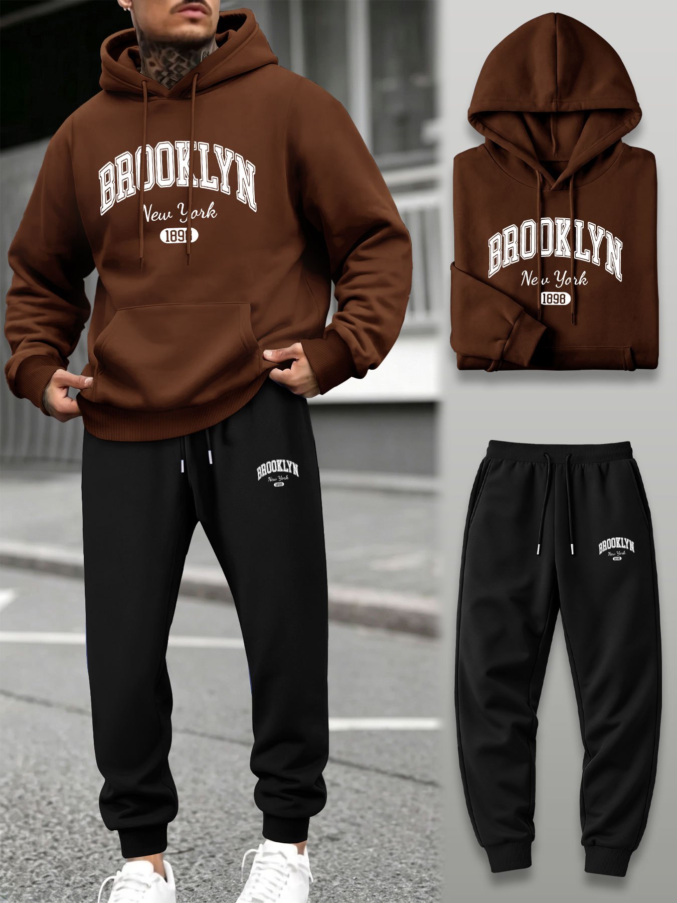 Men 2 Piece Tracksuit Hoodie J - Joggers Pants 评论和价格