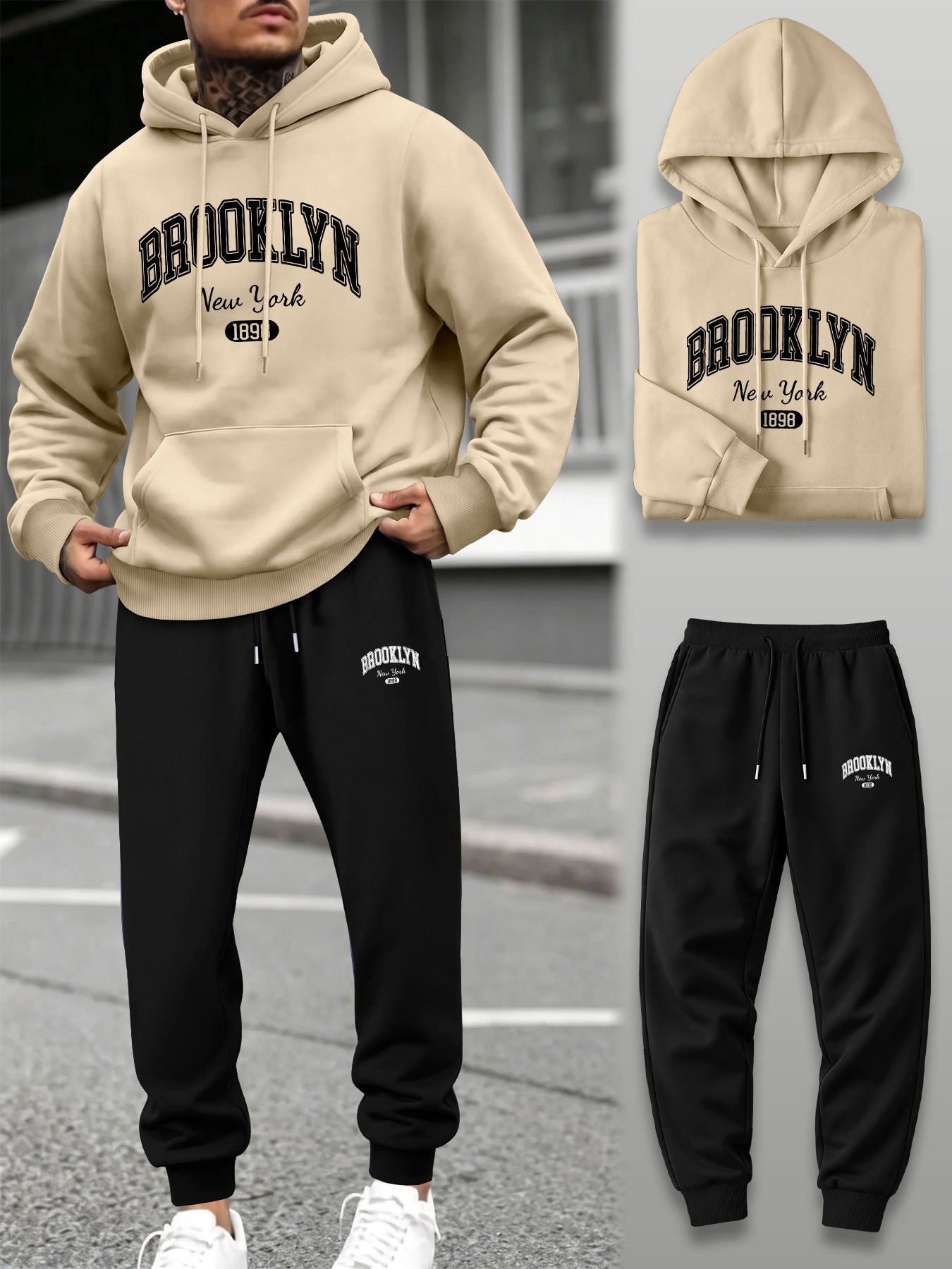 Men 2 Piece Tracksuit Hoodie J - Joggers Pants 评论和价格